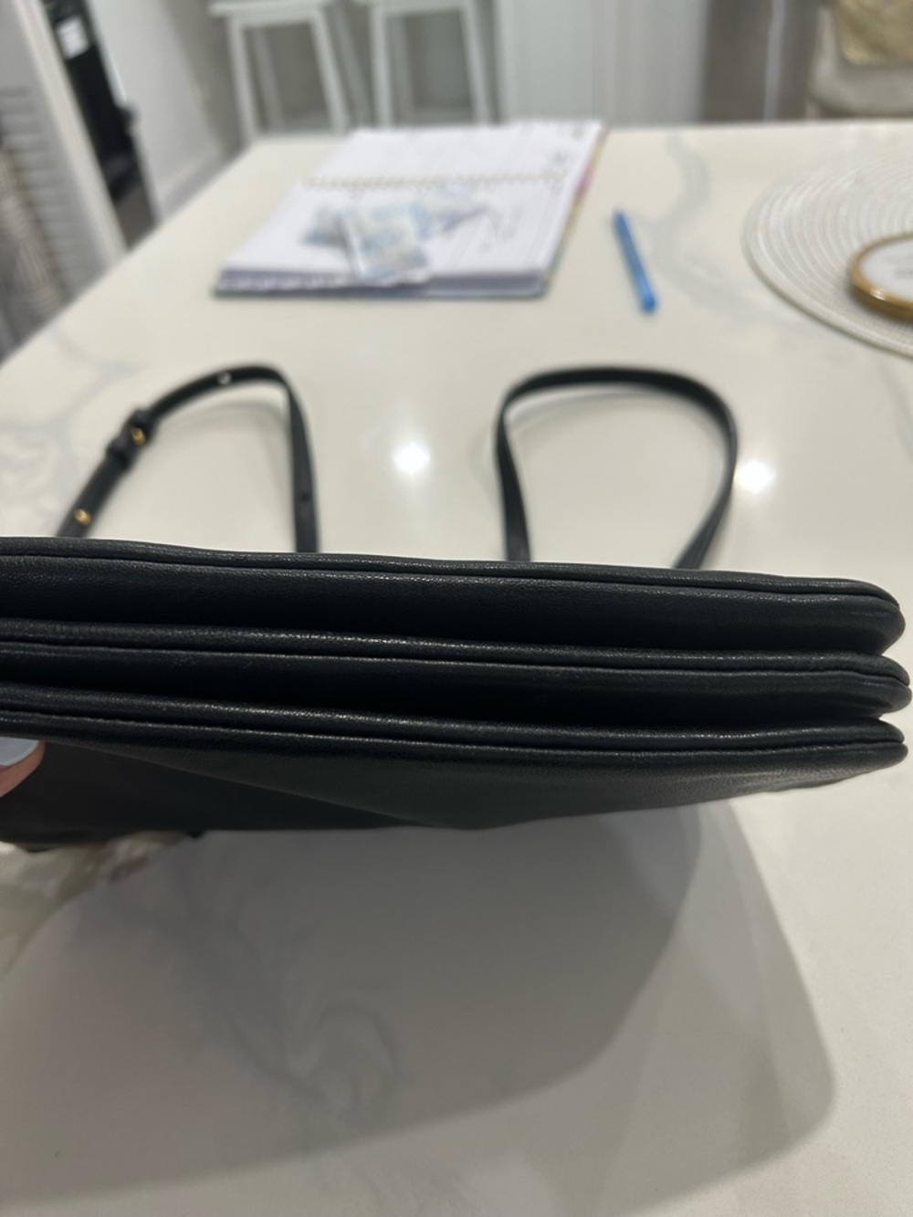 Celine Trio Black Leather Crossbody Bag with Gold Hardware - Picture 4 of 12
